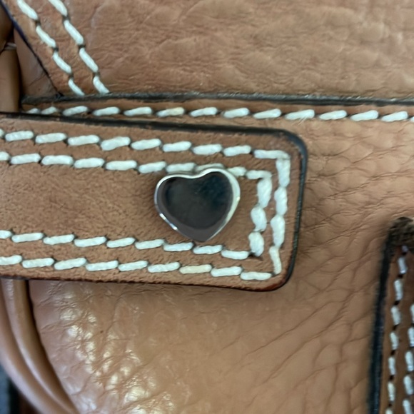 COPY - Luella Tan Leather Handbag with White Stitching. Top Handles. Detachable… - Picture 7 of 10